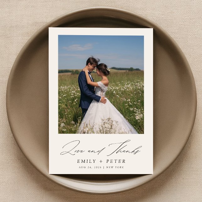 Tarjeta De Agradecimiento Boda de fotos de guión moderno simple 2 (Subido por el creador)