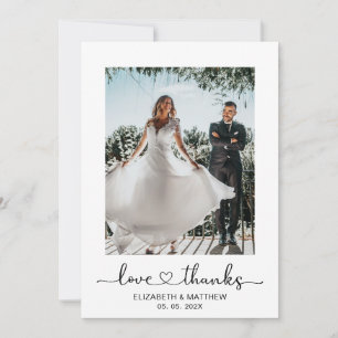 Tarjeta De Agradecimiento Boda de fotos de Love and Gracias Heart Script 2