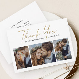 Tarjeta De Agradecimiento Boda de fotos de Modern Gold Script 3