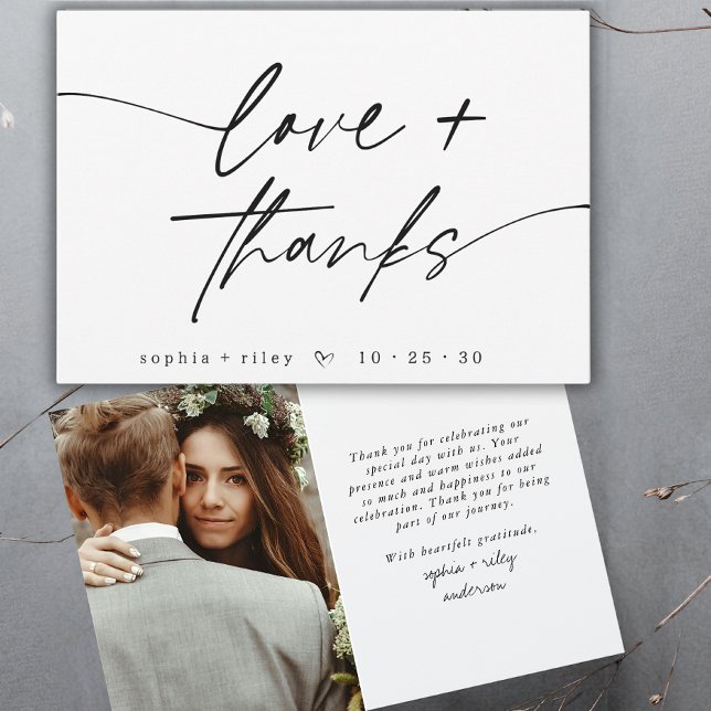 Tarjeta De Agradecimiento Boda de fotos de Modern Love and Gracias Script He (Subido por el creador)
