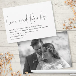 Tarjeta De Agradecimiento Boda de fotos de Modern Script Love