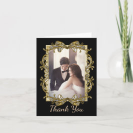 Tarjeta De Agradecimiento Boda de fotos de Ornate Gold Gracias