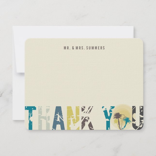 Tarjeta De Agradecimiento Boda de fotos de palmeras solares tropicales graci (Anverso)