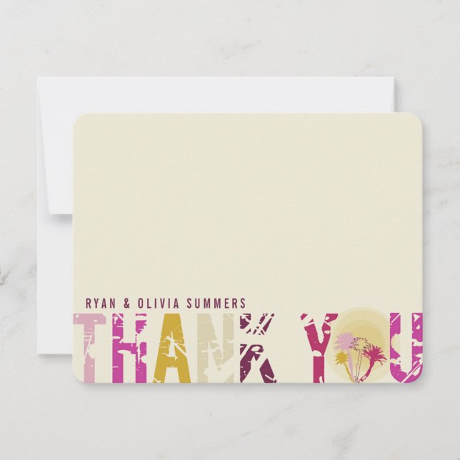 Tarjeta De Agradecimiento Boda de fotos de palmeras solares tropicales graci (Anverso)