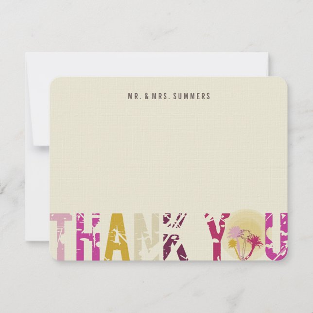 Tarjeta De Agradecimiento Boda de fotos de palmeras solares tropicales graci (Anverso)