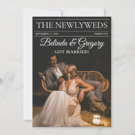 Tarjeta De Agradecimiento Boda de fotos de periódico editorial de revista