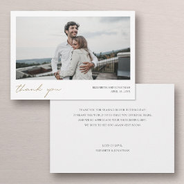 Tarjeta De Agradecimiento Boda de fotos de Personalizado de escritura de oro