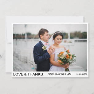 Tarjeta De Agradecimiento Boda de fotos de Personalizado de escritura simple
