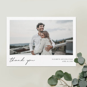 Tarjeta De Agradecimiento Boda de fotos de Personalizado de escritura simple