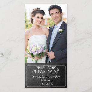 Tarjeta De Agradecimiento Boda de fotos de pizarra negra gracias