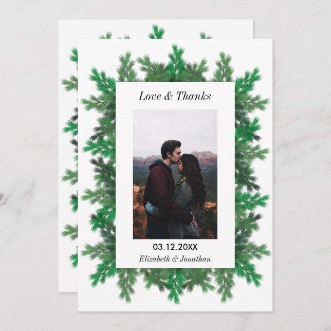 Tarjeta De Agradecimiento Boda de fotos de ramas de árbol de invierno (Anverso / Reverso)