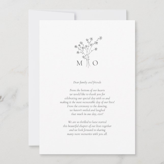 Tarjeta De Agradecimiento Boda de fotos de ramos florales simples (Anverso)