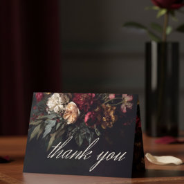 Tarjeta De Agradecimiento Boda de Fotos Floral Gótica Oscura Romántica y Mel