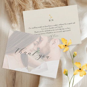 Tarjeta De Agradecimiento Boda de Fotos Florales de Marfil