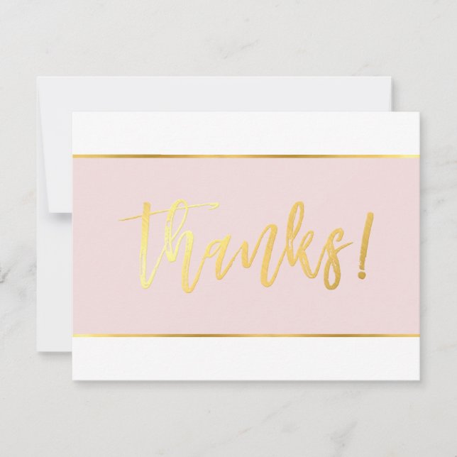 Tarjeta De Agradecimiento Boda DE FOTOS GRACIAS oro rosa moderno (Anverso)