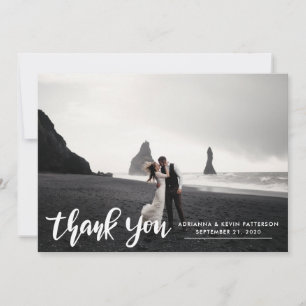 Tarjeta De Agradecimiento Boda de fotos Gracias Script Classy Modern
