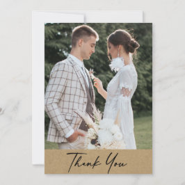 Tarjeta De Agradecimiento Boda de Fotos Kraft Rústico Moderno