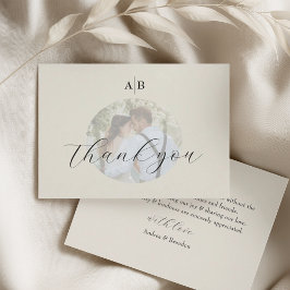 Tarjeta De Agradecimiento Boda de Fotos Minimal de Marfil