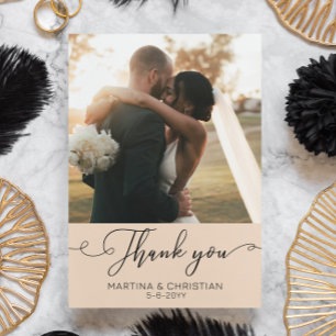 Tarjeta De Agradecimiento Boda de Fotos Minimalista Moderna
