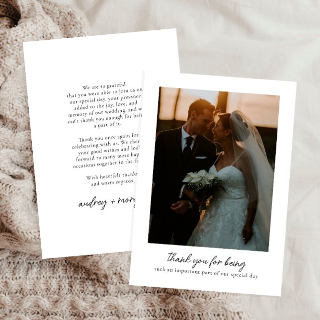 Tarjeta De Agradecimiento Boda de Fotos Moderna y Chic (Subido por el creador)