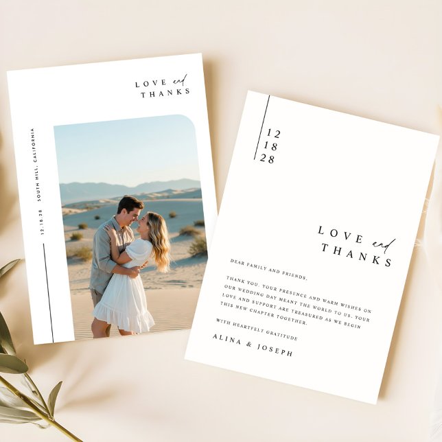 Tarjeta De Agradecimiento Boda de fotos moderno de escritura simple (Subido por el creador)
