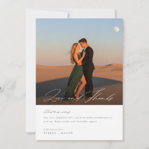 Tarjeta De Agradecimiento Boda de fotos moderno de escritura simple