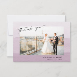 Tarjeta De Agradecimiento Boda de fotos morado