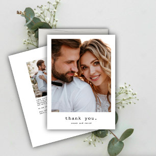 Tarjeta De Agradecimiento Boda de fotos retro clásico simple