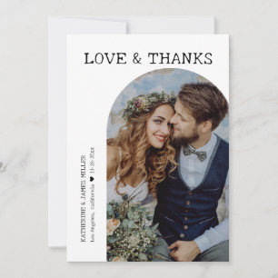 Tarjeta De Agradecimiento Boda de fotos Retro Love and Gracias White Arch 2