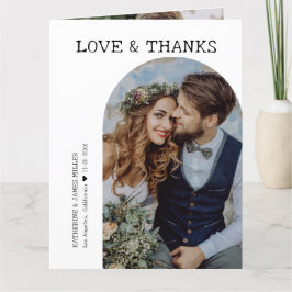 Tarjeta De Agradecimiento Boda de fotos Retro Love and Gracias White Arch 2