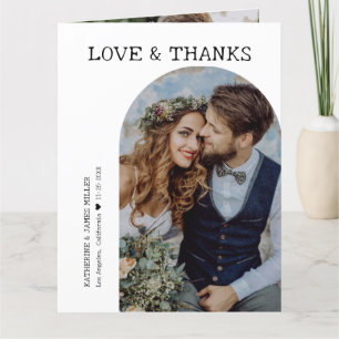 Tarjeta De Agradecimiento Boda de fotos Retro Love and Gracias White Arch 2