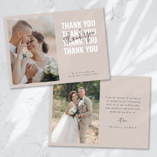 Tarjeta De Agradecimiento Boda de fotos rosa de Rubor