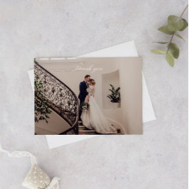 Tarjeta De Agradecimiento Boda de fotos rosa romántico