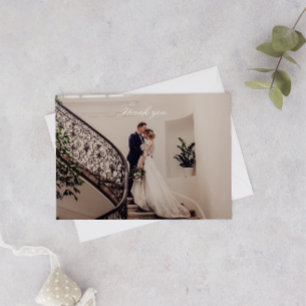 Tarjeta De Agradecimiento Boda de fotos rosa romántico