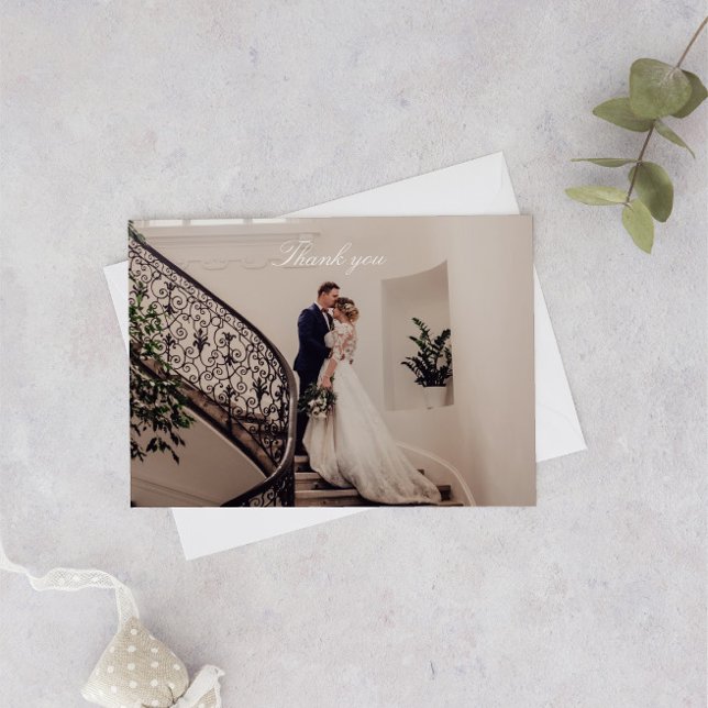 Tarjeta De Agradecimiento Boda de fotos rosa romántico (Subido por el creador)