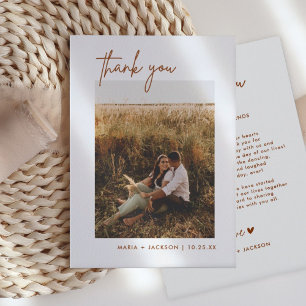 Tarjeta De Agradecimiento Boda de fotos Rust Earthy Gracias Cartas