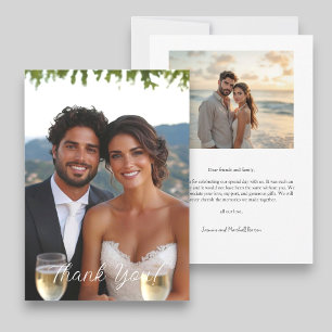 Tarjeta De Agradecimiento Boda de fotos simple de escritura moderna Gracias