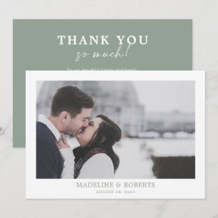Tarjeta De Agradecimiento Boda de fotos verde sabio minimalista Gracias tarj
