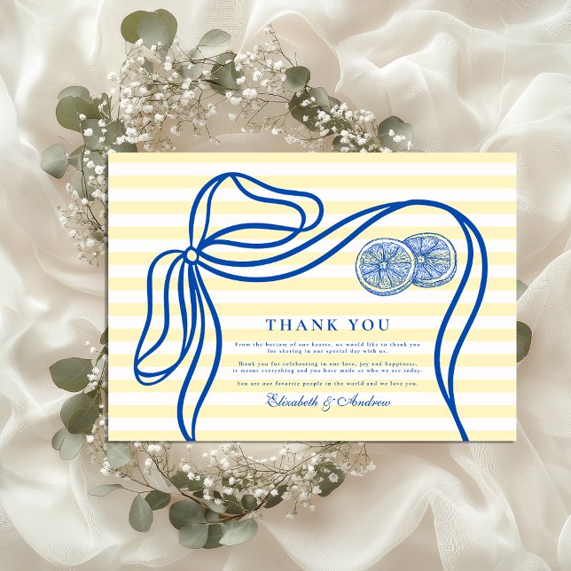 Tarjeta De Agradecimiento Boda de franja de cítricos de Bow en el Mediterrán (Subido por el creador)