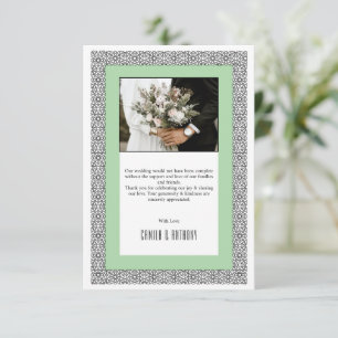 Tarjeta De Agradecimiento Boda de Frontera Geométrica Islámica Turquesa