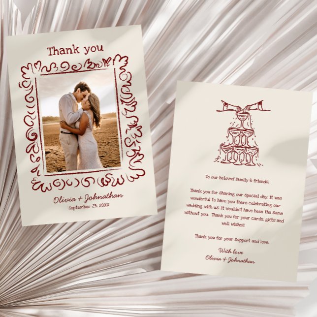 Tarjeta De Agradecimiento Boda de Garabatos Dibujados a Mano (Subido por el creador)