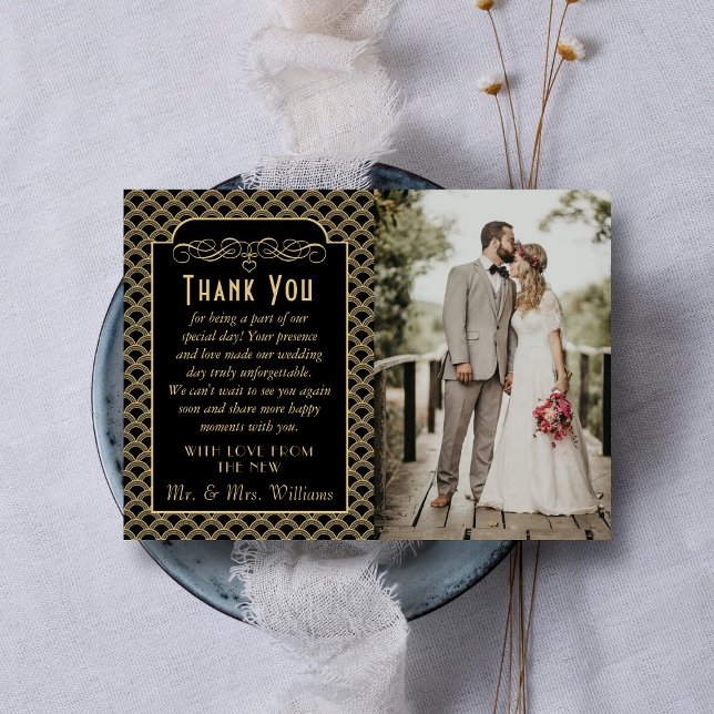 Tarjeta De Agradecimiento Boda de Gatsby Art Deco de la Vieja década de 1920 (Subido por el creador)