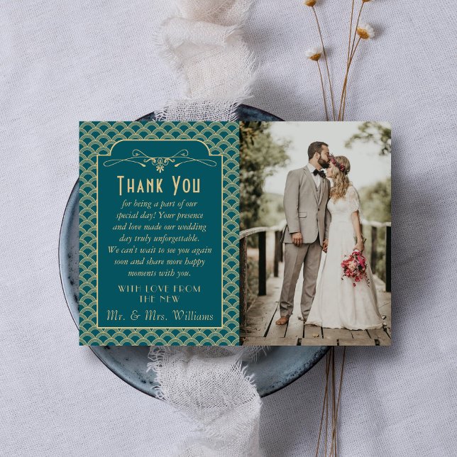 Tarjeta De Agradecimiento Boda de Gatsby Art Deco de la Vieja década de 1920 (Subido por el creador)