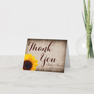 Tarjeta De Agradecimiento Boda De Girasol De Madera Rusa Gracias Cartas