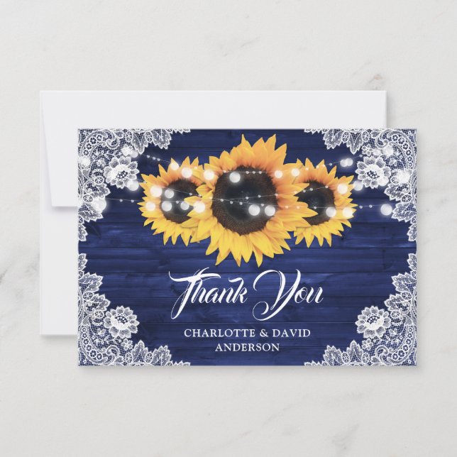Tarjeta De Agradecimiento Boda de girasol de mariscos azules de la marina (Anverso)