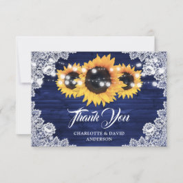 Tarjeta De Agradecimiento Boda de girasol de mariscos azules de la marina