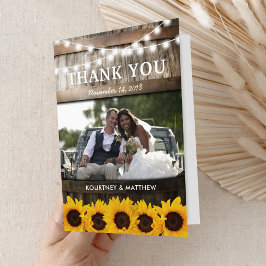 Tarjeta De Agradecimiento Boda de girasoles al sol campestre rústico