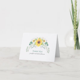 Tarjeta De Agradecimiento Boda de girasoles de acuarela rústica Agradecimien