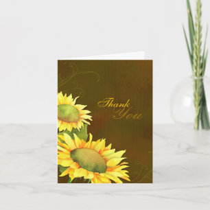 Tarjeta De Agradecimiento Boda de girasoles de otoño gracias