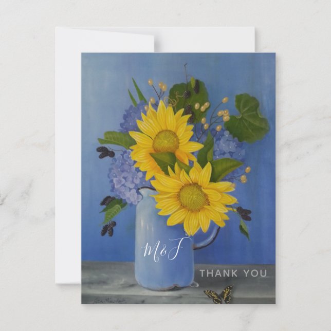 Tarjeta De Agradecimiento Boda de girasoles gracias (Anverso)
